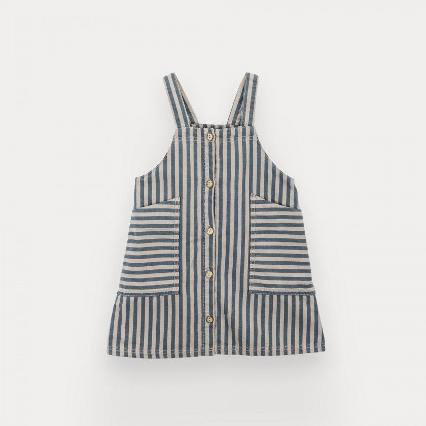 Posie pinafore dress for girl in cotton twill