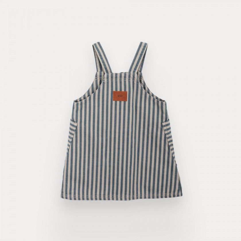 Posie pinafore dress for girl in cotton twill