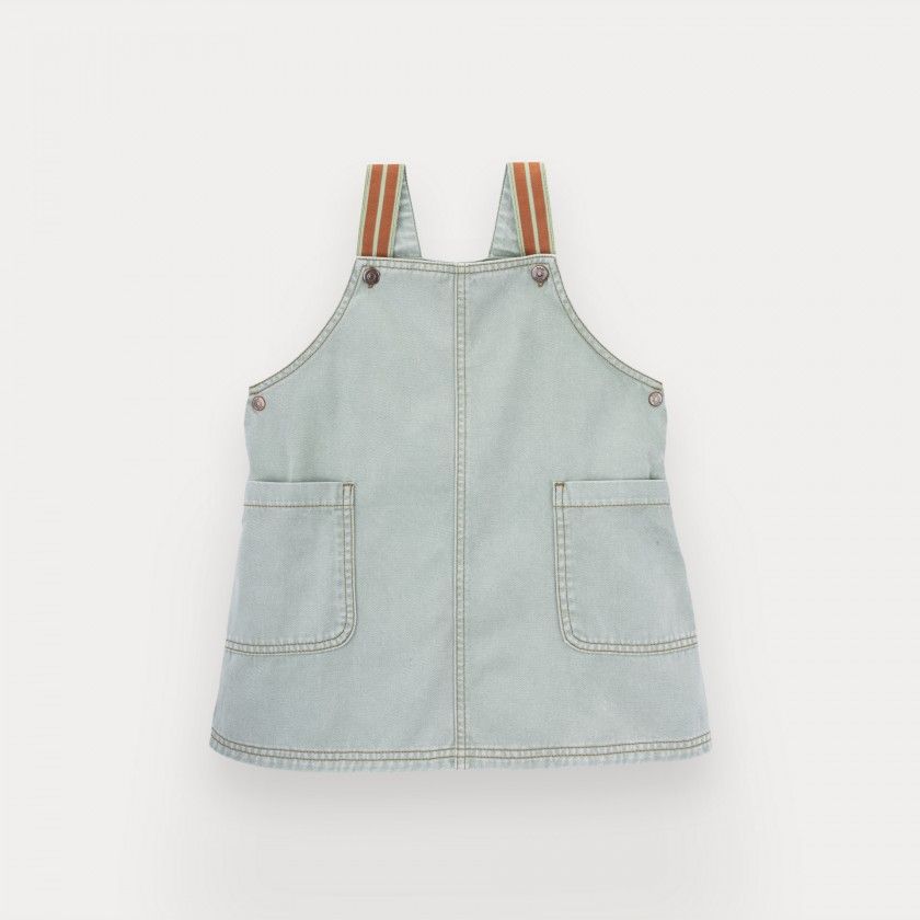 Emmie pinafore dress for girl in cotton twill