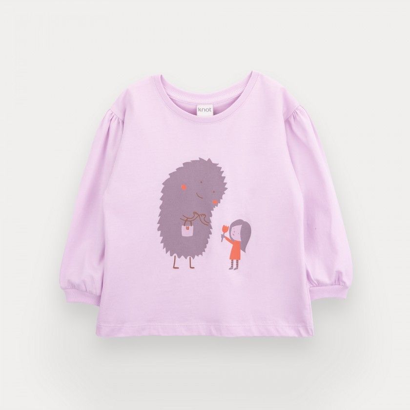 T-Shirt Fluffy Flower de menina em algodo orgnico