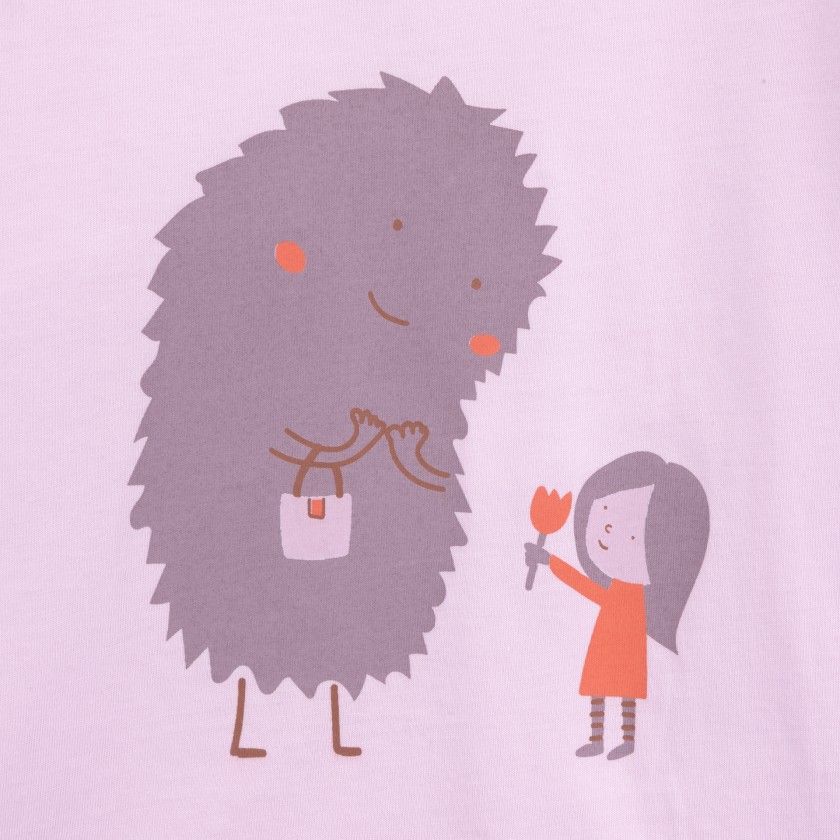 T-Shirt Fluffy Flower de menina em algodo orgnico