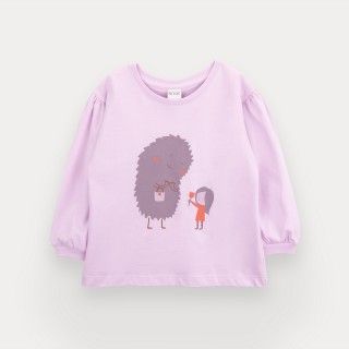 T-Shirt Fluffy Flower de menina em algodo orgnico