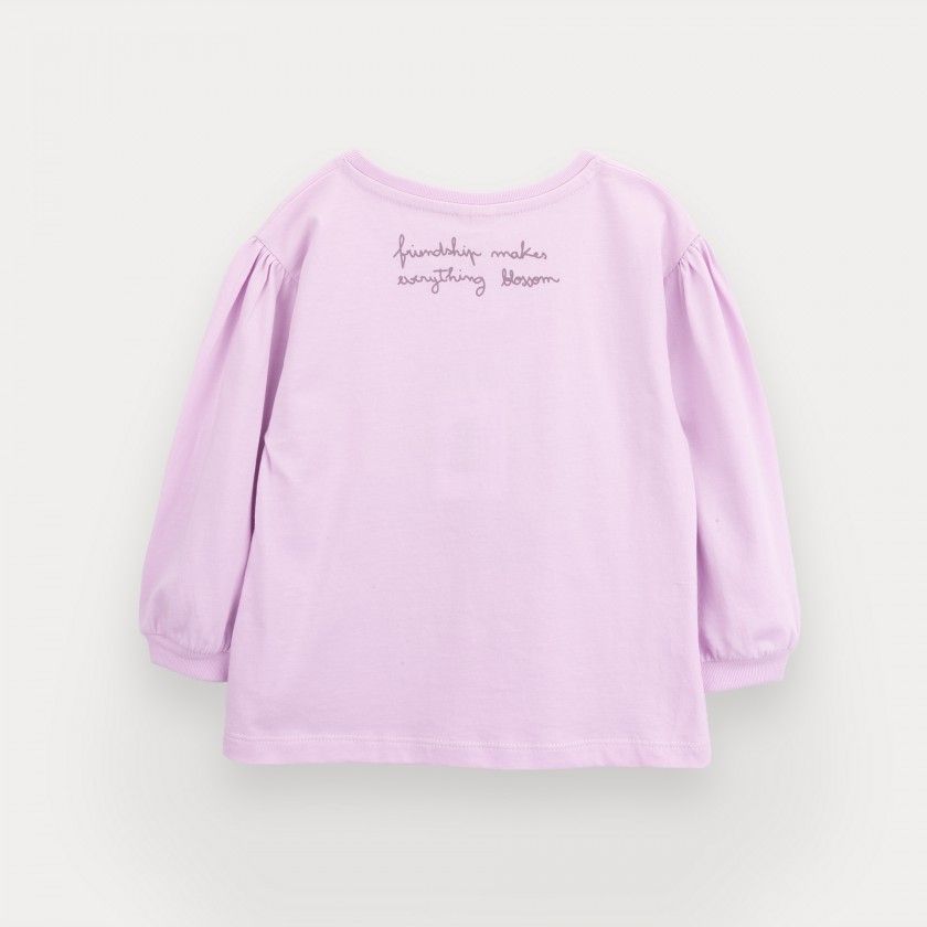 T-Shirt Fluffy Flower de menina em algodo orgnico