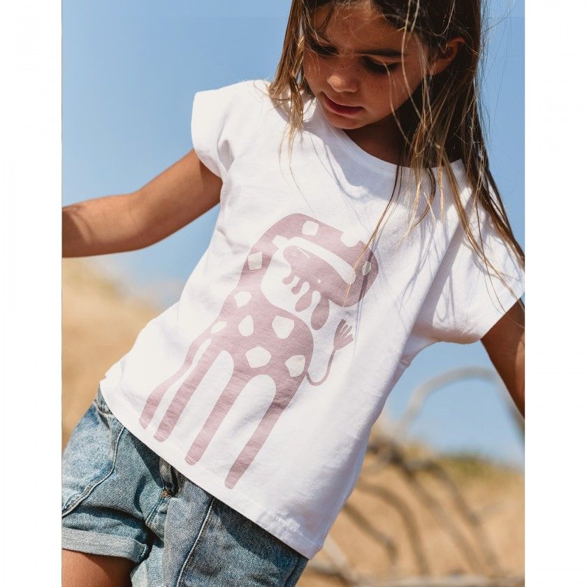 Giraffe T-shirt for girls in organic cotton