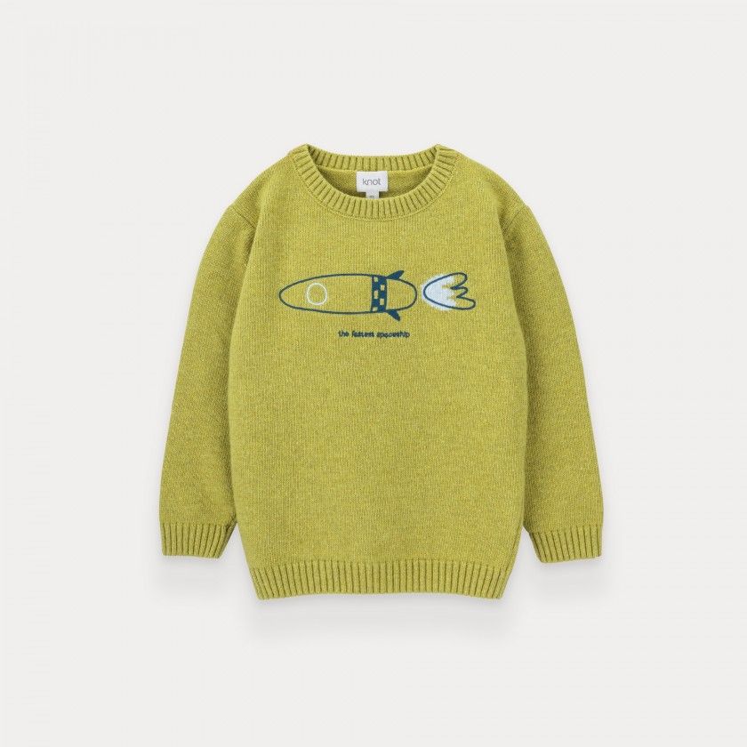 Rocket Ship knitted sweater for boy