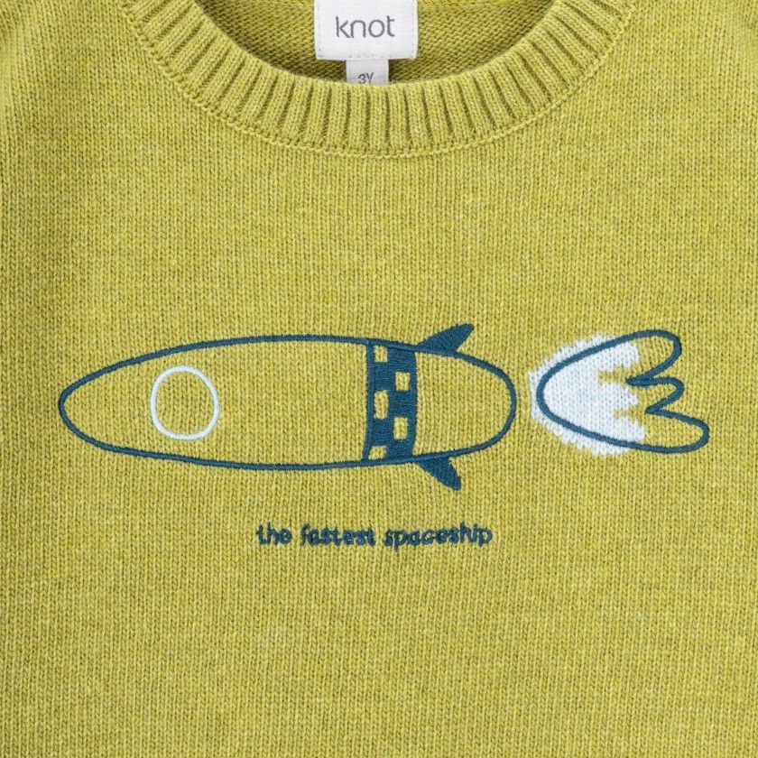Rocket Ship knitted sweater for boy