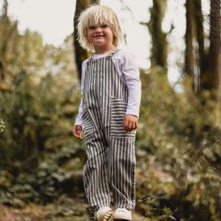 Boris overalls for kids in striped twill