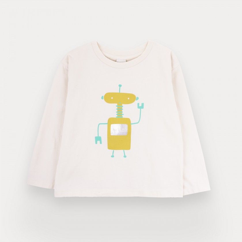 T-Shirt Hello Robot de menino em algodo orgnico
