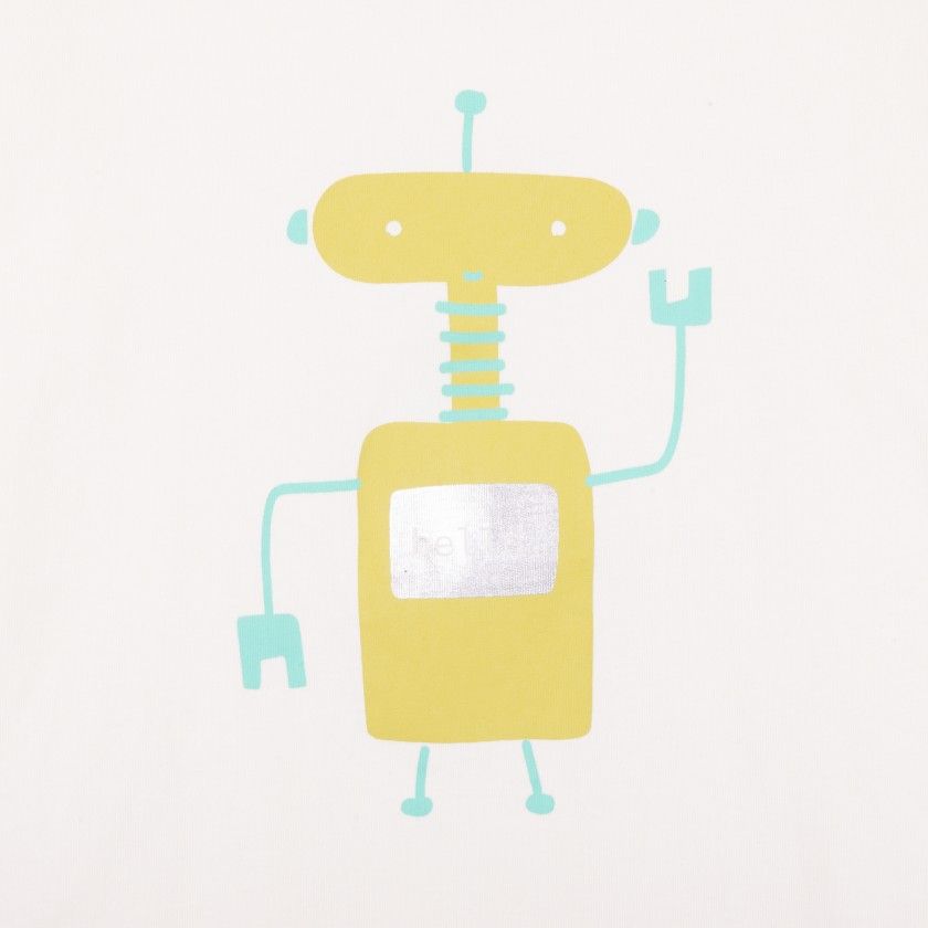 T-Shirt Hello Robot de menino em algodo orgnico