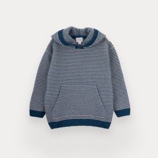 Camisola de malha Stripes Hood de menino Camisola de malha Stripes Hood de menino