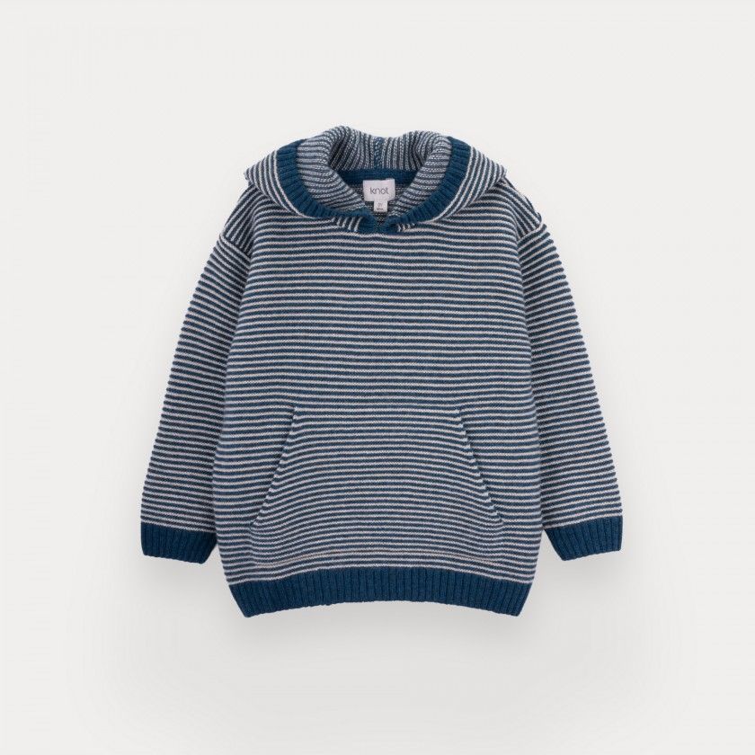 Camisola de malha Stripes Hood de menino