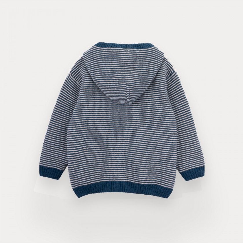 Camisola de malha Stripes Hood de menino