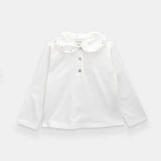 Polo Flora de menina em algodo orgnico