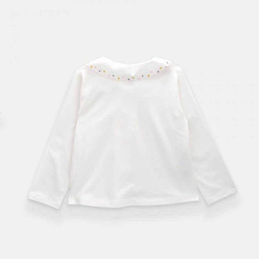 Polo Flora de menina em algodo orgnico