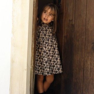 Stars dress for girl in corduroy