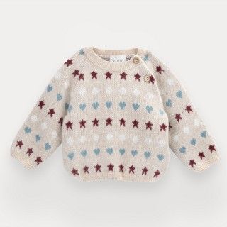 Heart and Stars knitted sweater for baby girl