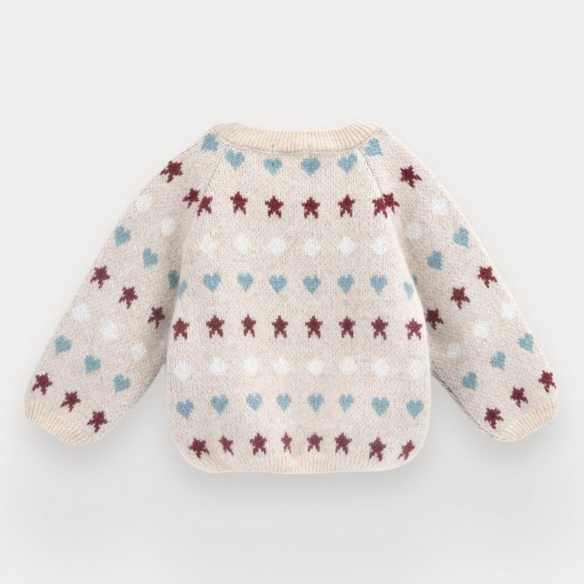 Heart and Stars knitted sweater for baby girl