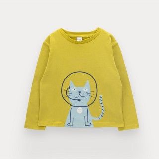 T-Shirt Space Cat de menino em algod�o org�nico