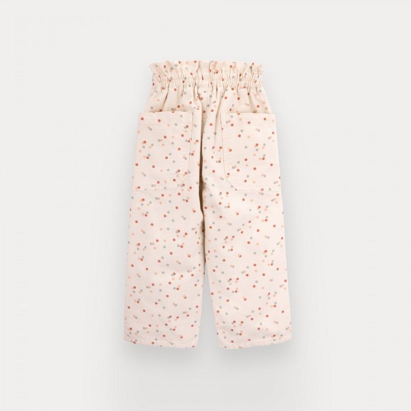 Playful Dots trousers for girl in cotton canvas