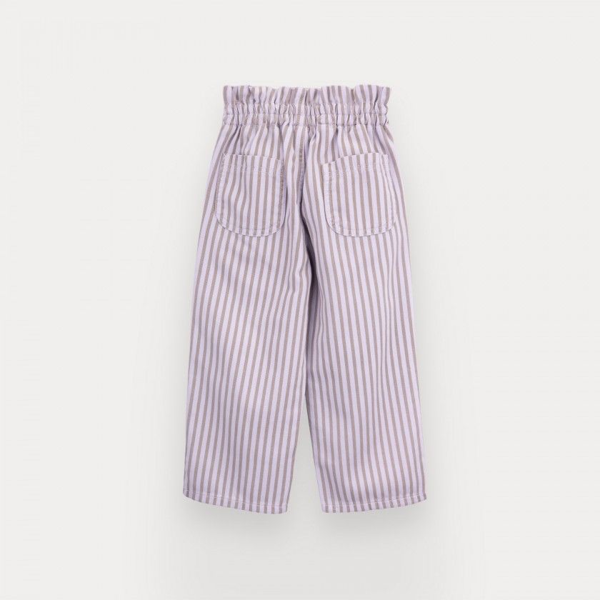 Orchid Stripes trousers for girl in cotton twill