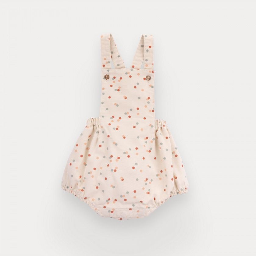 Playful Dots romper for baby girl in cotton canvas